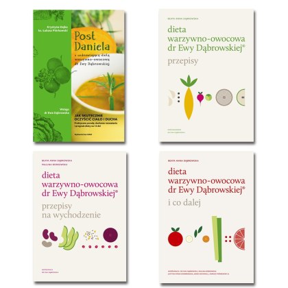Zestaw: Dieta warzywno-owocowa dr Ewy Dąbrowskiej - Beata Anna Dąbrowska, Dajka - POST DANIELA - komplet 4 książek