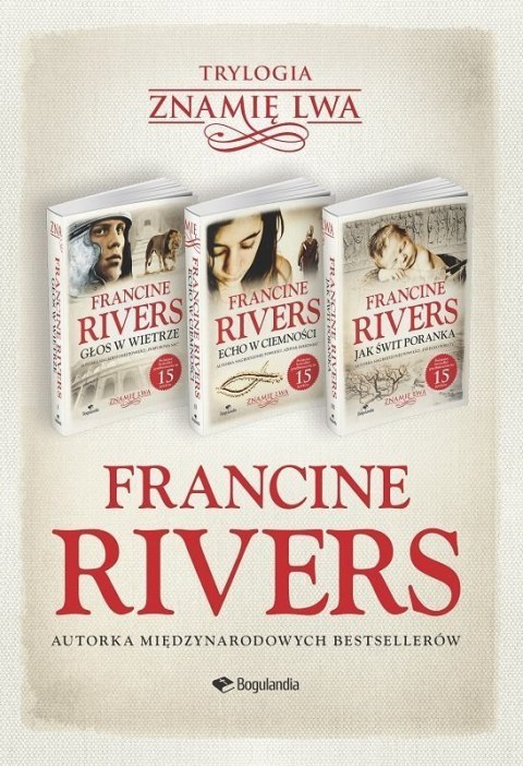PAKIET PREZENTOWY: Znamię Lwa Trylogia - Francine Rivers - Głos w wietrze + Echo w Ciemności + Jak świt poranka + Mapa PAKIET PREZENTOWY: Znamię Lwa Trylogia - Francine Rivers - Głos w wietrze + Echo w Ciemności + Jak świt poranka + Mapa