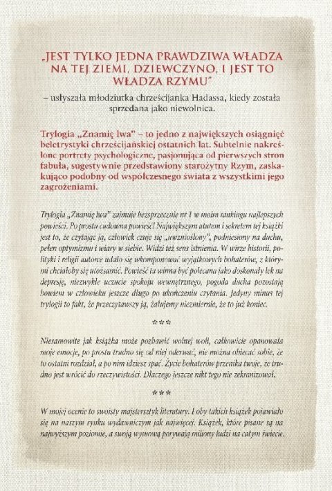 PAKIET PREZENTOWY: Znamię Lwa Trylogia - Francine Rivers - Głos w wietrze + Echo w Ciemności + Jak świt poranka + Mapa PAKIET PREZENTOWY: Znamię Lwa Trylogia - Francine Rivers - Głos w wietrze + Echo w Ciemności + Jak świt poranka + Mapa