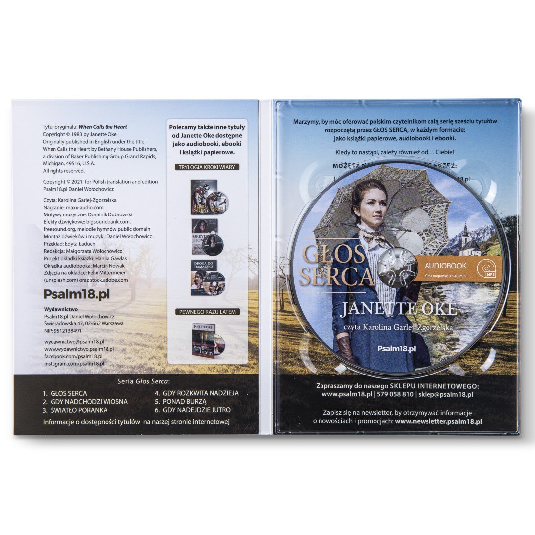 Audiobook CD-MP3: GŁOS SERCA - Janette Oke - czyta: Karolina Garlej-Zgorzelska Audiobook CD-MP3: GŁOS SERCA - Janette Oke - czyta: Karolina Garlej-Zgorzelska