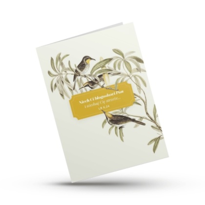 Kartka składana- Niech Ci błogosławi Pan - ptaszki