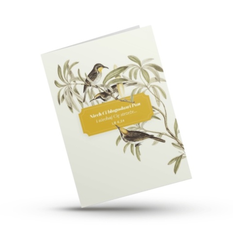 Kartka składana- Niech Ci błogosławi Pan - ptaszki