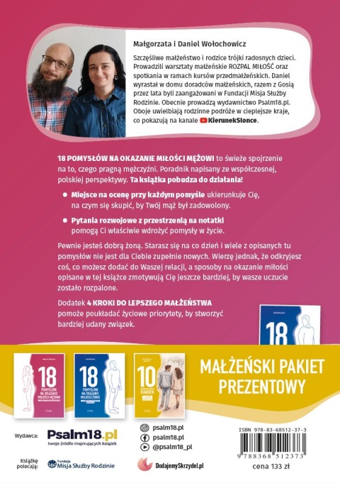 Nowość! PAKIET PREZENTOWY: 18 pomysłów na okazanie miłości żonie + ...mężowi + dodatek + zakładki