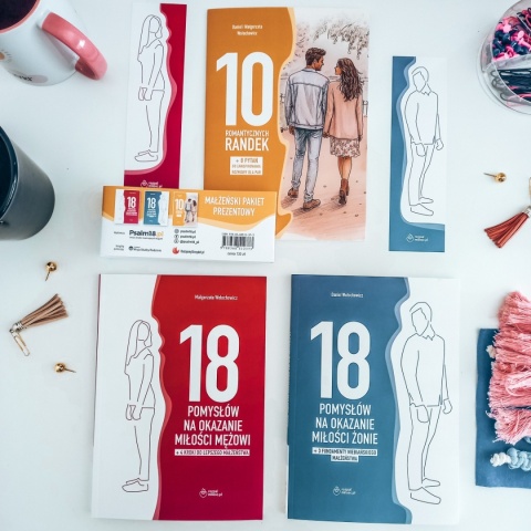 Nowość! PAKIET PREZENTOWY: 18 pomysłów na okazanie miłości żonie + ...mężowi + dodatek + zakładki